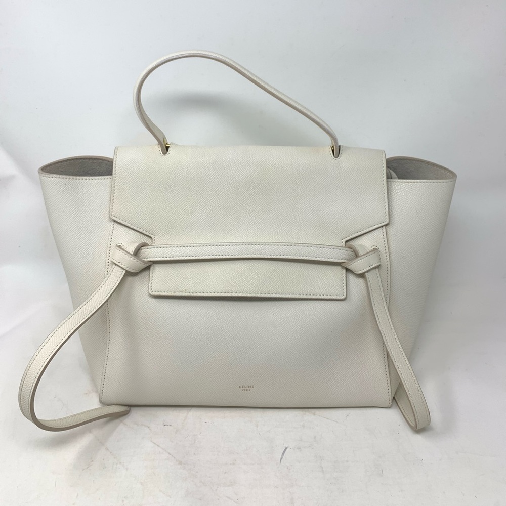 Celine white leather 2 way handbag